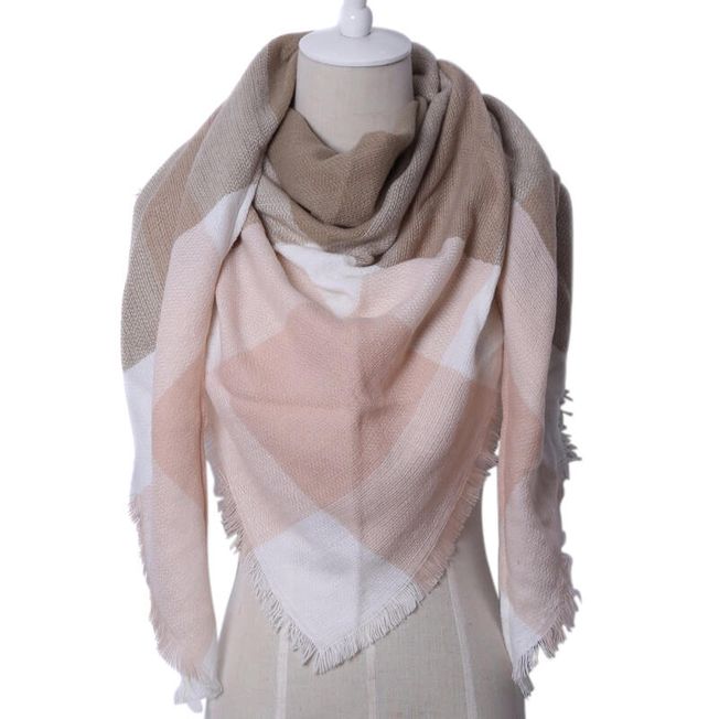 Kahki & Pink Large Triangle Scarf