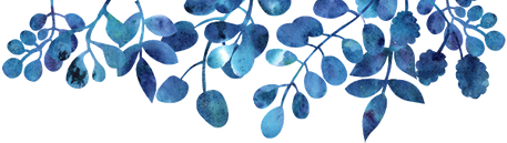 stylized blue leaf motif