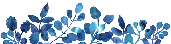 Stylized blue leaf motif