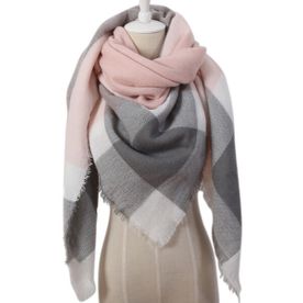 Pink & Gray Large Triangle Scarf