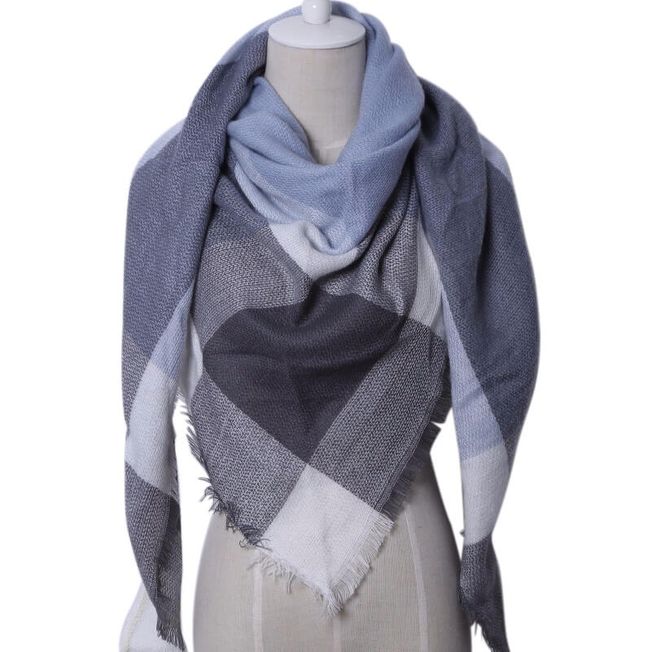 Blue & Grey Large Triangle Scarf