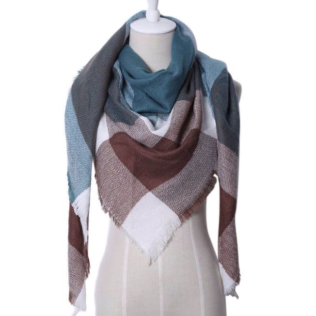 Green & Brown Large Triangle Scarf