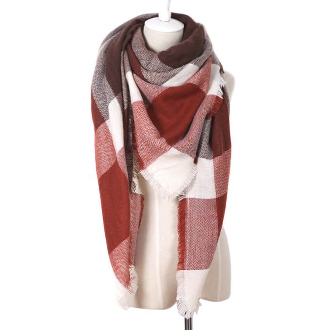 Coffee White Large Triangle Scarf